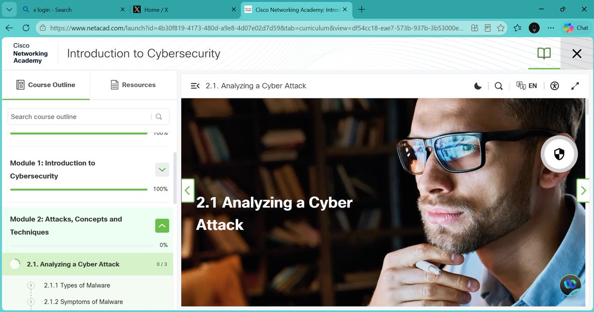 faiz_fawaz234's tweet photo. Day2/60
-Learned the Careers in Cyber Security on TryHackMe.
-Completed Cisco Introduction to Cyber Security.
#60DaysofCyberForge #CyberForgeOAU https://t.co/3IX7KcvFTo