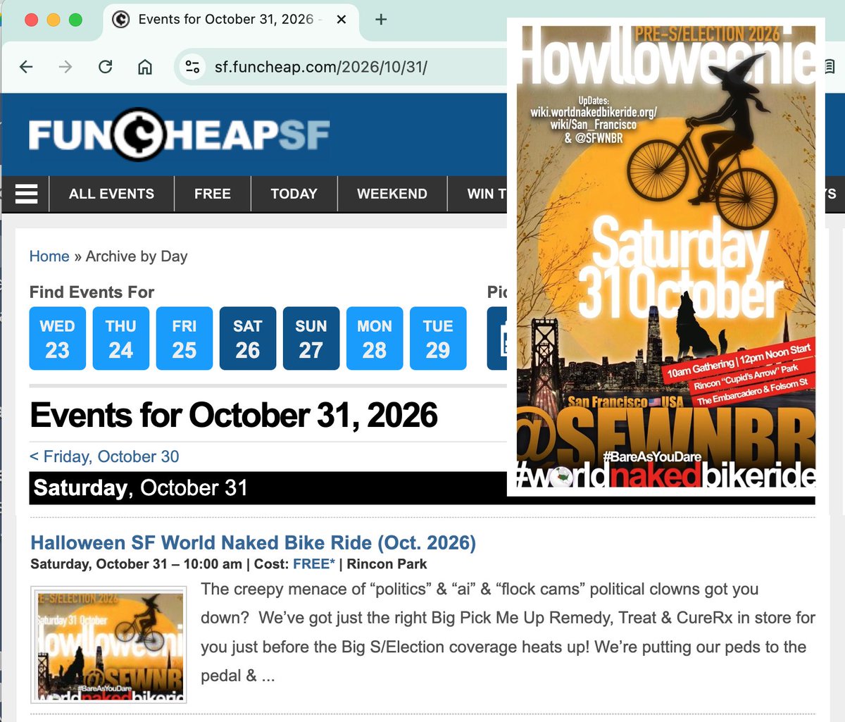sfwnbr's tweet photo. The folks at @SFFunCheap have us “covered” for October’s Ride&AfterParty! Hopefully, MotherNature will be equally kind as we pay a lil tribute to the costumed & the likes of Allen Ginsberg & other NAKED Beat Poets.
https://t.co/NIDY71mnv0
#HOWL #Resist
#ThePureSuitOfHappiness https://t.co/UJqdMrM0gy