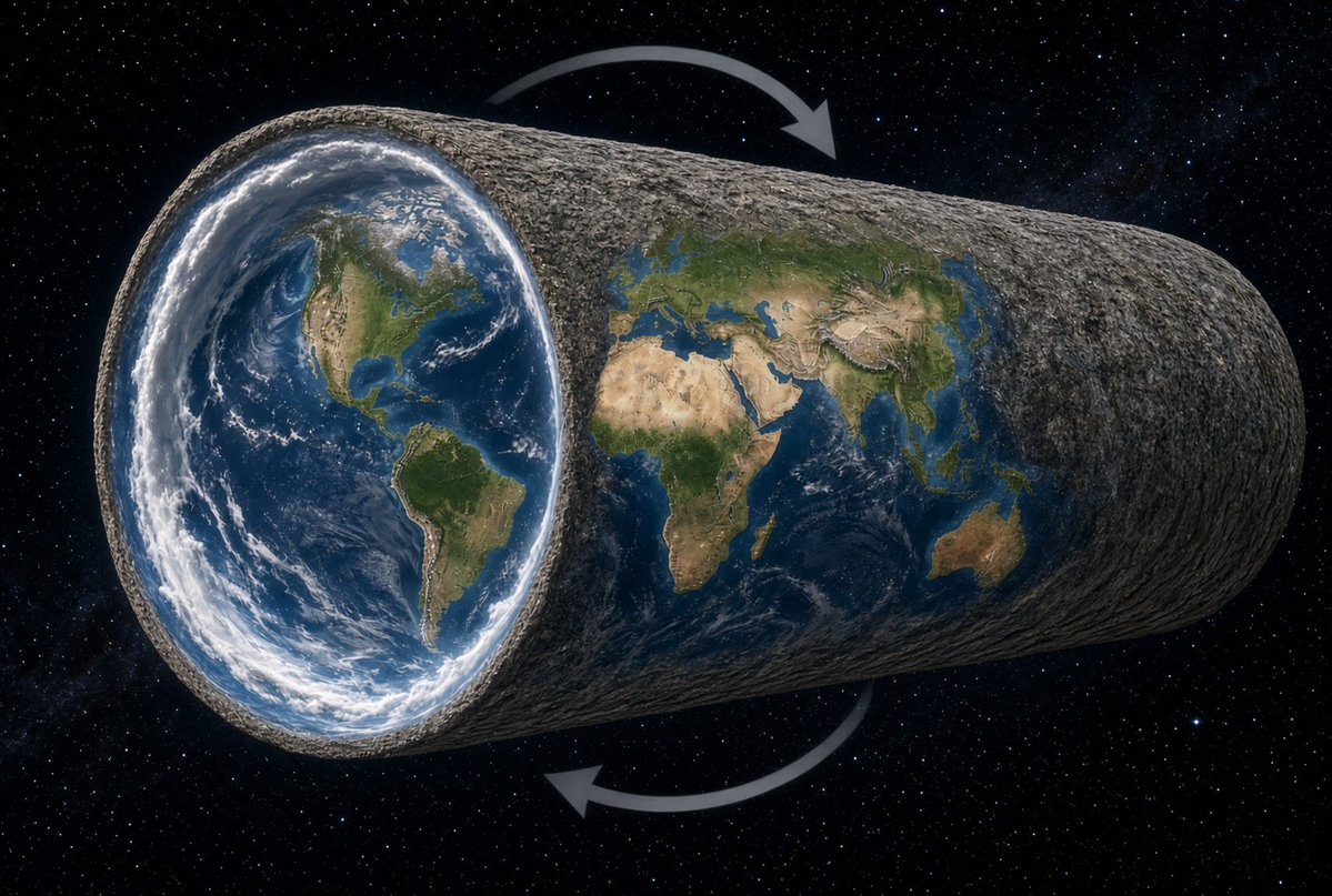 thechaosmethod's tweet photo. Cylindrical. Not a sphere. Not flat.

Centrifugal force creating the gravity that keeps everything planted to the ground. The weather, clashing with itself in our atmosphere. Consider it. https://t.co/IWx8FPVa0g