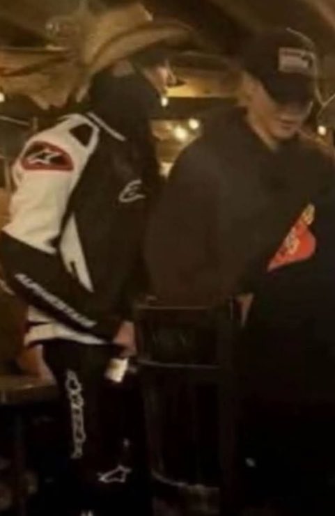 nvcrrbt's tweet photo. A new photo of Jikook with sope at a bar on the outskirts of the LV  desertoh my God,they really seem to be having a great time. It’s the same day Jungkook filmed the motorcycle video😭 https://t.co/eisTjrSjoE
