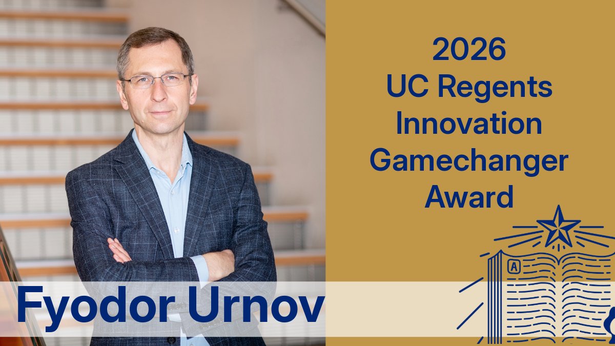berkeleyMCB's tweet photo. Congrats to MCB's Fyodor Urnov (@UrnovFyodor) who was honored with the 2026 UC Regents Innovation Gamechanger Award! 👏🎉
https://t.co/ee0UlhVAAP https://t.co/slm6orS0tl