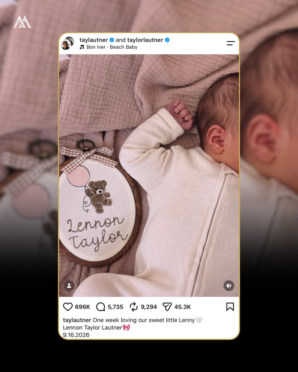 ByMindsets's tweet photo. Taylor &amp; Tay Lautner have welcomed their first baby, Lennon Taylor Lautner, into the world ❤️🍼 https://t.co/HEL4iSu1Pl