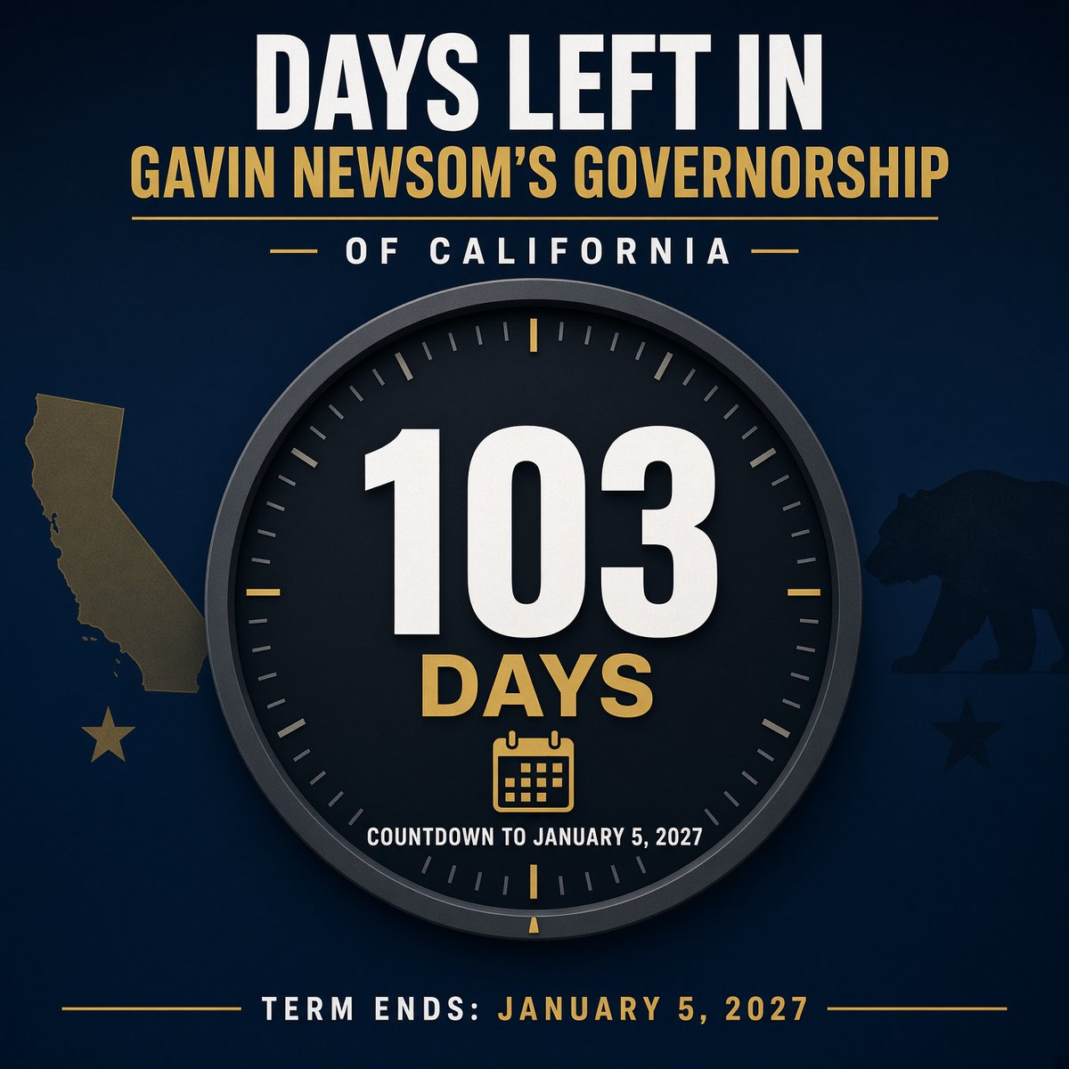 houmanhemmati's tweet photo. Hey @GavinNewsom — know who’s more temporary than Trump? YOU!

103 days until your political career is OVER. 

Not that anyone’s counting. Cmon of course we are!! https://t.co/QXY1TSg7Tu