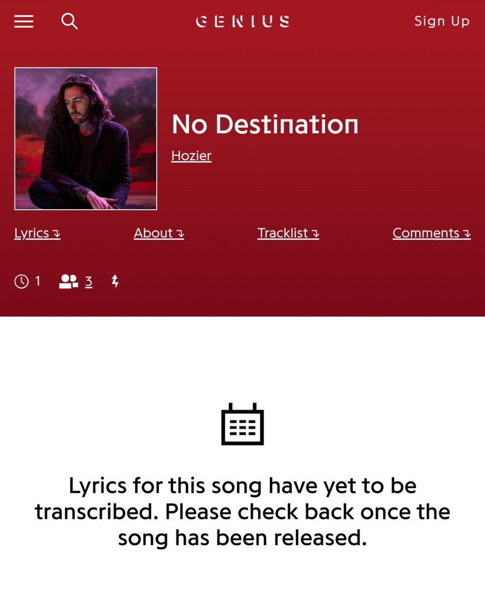 hozierbr's tweet photo. ATENTOS!  'No Destination' é uma música recentemente registrada na página do Hozier no site Genius. O título também aparece na lista de músicas da trilha sonora do novo filme de Jogos Vorazes. 👀 https://t.co/OvPxq5bUWt