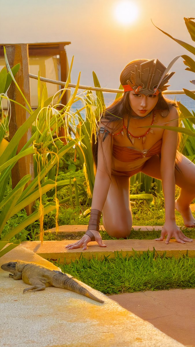 WarmJMiss's tweet photo. From the riverbanks at dusk to the heart of the jungle — Maya moves where the wild things are 🏹✨ 

Honored to be an official @WildLifeRPG @AdeptusSteve  ambassador. This is just the beginning.

#WildLifeGame #MayaCosplay https://t.co/aZAGQvrTNB