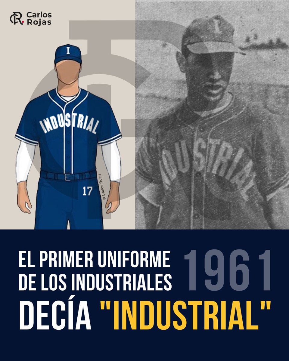 CRojasDesign's tweet photo. ¿Sabías que el primer uniforme de los Azules decía "INDUSTRIAL" y no "Industriales"? 🤯⚾

Aunque la memoria colectiva sitúa el debut de Industriales en la II Serie Nacional (1963), el conjunto existía oficialmente desde el Primer Campeonato Nacional de Béisbol Aficionado (etapa regional) en diciembre de 1961.

En esa instancia, aunque en todos los documentos y registros oficiales el equipo se nombraba en plural, por alguna razón el rótulo en la camisa llevaba el nombre en singular.

Análisis gráfico del Uniforme:

🔹 Rótulo: Decía INDUSTRIAL (en singular) en tipografía athletic block de fieltro blanco sólido.

🔹 Versión visitante: azul marino completo, con acentos en blanco. Además, llevaba el número del jugador en el lado izquierdo del pantalón . La de home club era blanco grisáceo con acentos azules.

Debutaron el 17 de diciembre de 1961 en el Latinoamericano como visitantes ante el Habana (victoria 7-3), dirigidos por Tomás de la Noval y con triunfo para J.M. "Cuchillo" Mesa.

¿Conocías este dato del uniforme? 👇

#BéisbolCubano #Cuba #Baseball