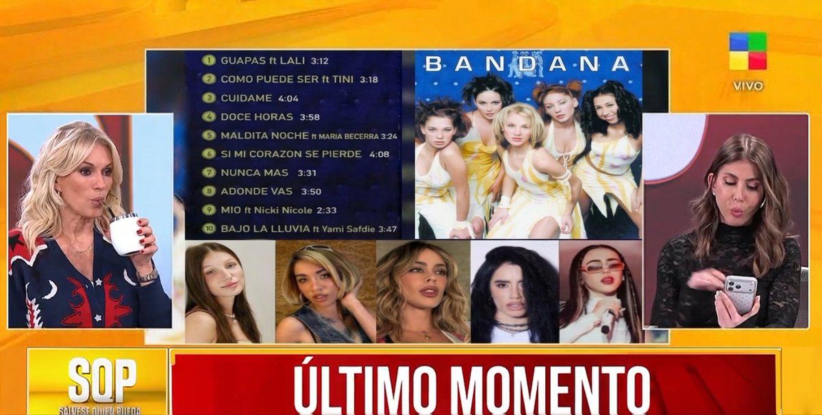 ladymoskigna's tweet photo. 🚨Yanina Latorre cuenta que Bandana planea un relanzamiento de su primer disco con la participación de las máximas Popstars Argentinas. 
El tracklist sería este:

Lali en "Guapas"
Tini en "Como Puede Ser"
María Becerra con "Maldita Noche"
También estarían Nicki y Yami Safdie
LAM https://t.co/LqMIExk5Lg