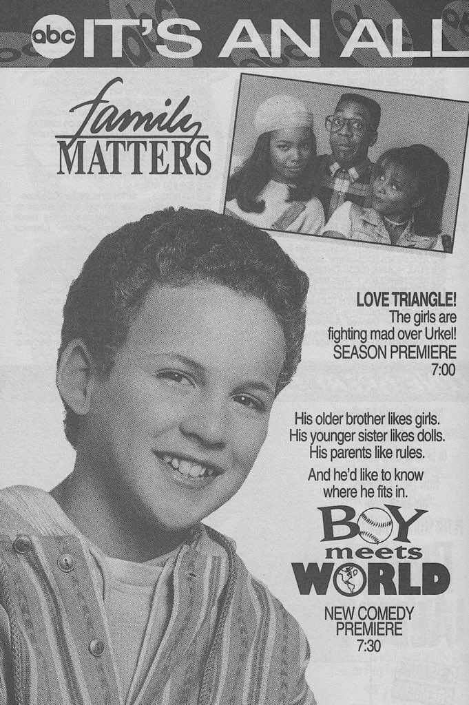 landofthe80s's tweet photo. On this date in 1993, "Boy Meets World" premiered on ABC. Starring Ben Savage as Cory Matthews, the coming-of-age sitcom followed Cory and his friends through school, relationships and eventually adulthood.

BITE-SIZED FACT | William Daniels, who played Cory's teacher and mentor George Feeny, became one of the show's most beloved characters and remained with the series throughout its seven-season run. #90s