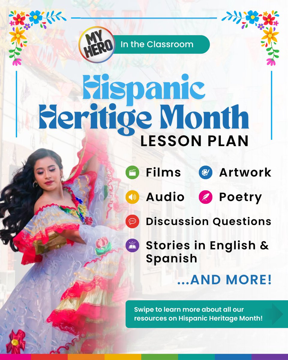 myhero's tweet photo. Celebrate Hispanic Heritage Month in your classroom with free multimedia resources from The MY HERO Project! https://t.co/cEsY3QW4Pu