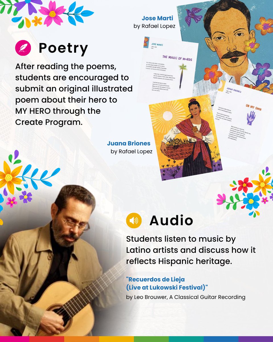 myhero's tweet photo. Celebrate Hispanic Heritage Month in your classroom with free multimedia resources from The MY HERO Project! https://t.co/cEsY3QW4Pu