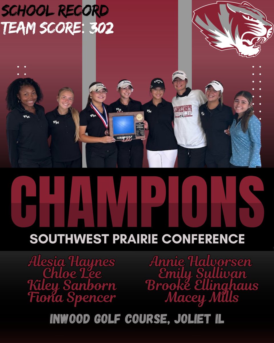 PNHSGirlsGolf's tweet photo. First conference championship in school history!

New 18-hole team score record: 302
Chloe Lee breaks the 18-hole individual score record with a 69 (-2)!

#GoTigers #PNHSAthletics #PNHSGirlsGolf https://t.co/8SKb0qKz8u
