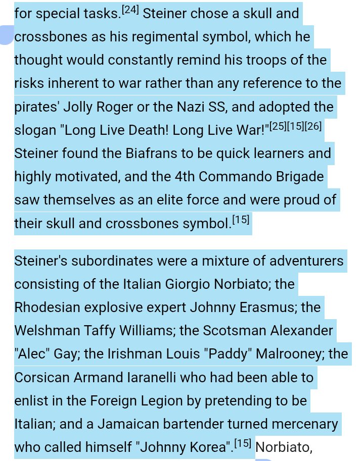 53gaDr3amca5t's tweet photo. The Biafra War was not fucking real bro. This shit reads like a joke someone would make about 1960s mercenary warfare in Africa. https://t.co/YdClW2O8JQ