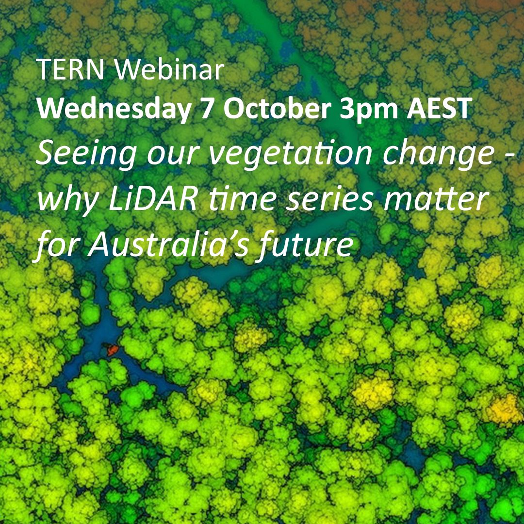 TERN_Aus's tweet photo. 📣 Join TERN's October #webinar, "Seeing our vegetation change - why LiDAR time series matter for Australia's future". Three researchers explain why terrestrial & airborne #LiDAR are becoming practical tools for Australian #ecosystem monitoring.
Register: https://t.co/eXY0Jgz2tq https://t.co/bbhUeyhlLx