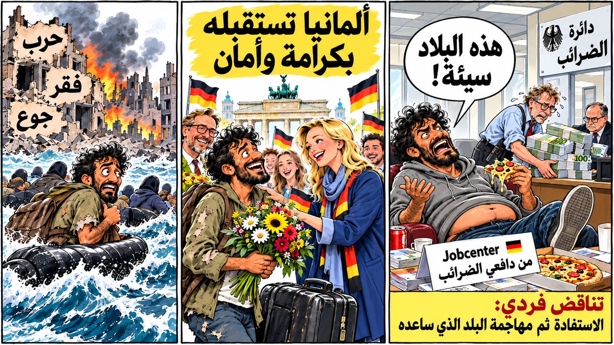 dancejf's tweet photo. ألمانيا العظيمة فتحت حدودها واستقبلت الملايين بكرامة ورواتب وأمان، بيوم ما بلاد الحرمين سكرت حدودها بوجههم!

وفوق هيك، بطلعلك بعض المهاجرين داخل المانيا يعيش على مساعدات هالدولة و يحقرها  بنكران جميل وقح!

بتعضوا الإيد الإنسانية اللي انمدتلكم وبتطبلو للي رفض وجودكم https://t.co/kTuA2gWTuH
