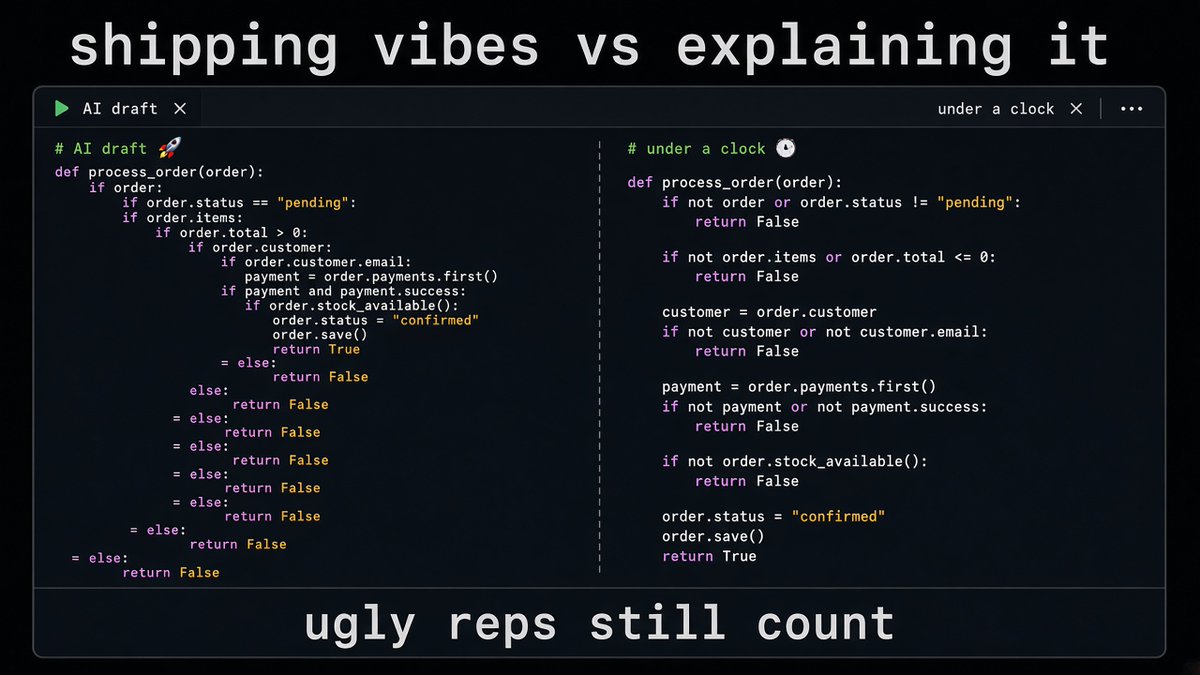 Battledevs_'s tweet photo. shipping on vibes is easy. explaining it under a clock is the part that shows what you still own. https://t.co/Ghj9npQVOo