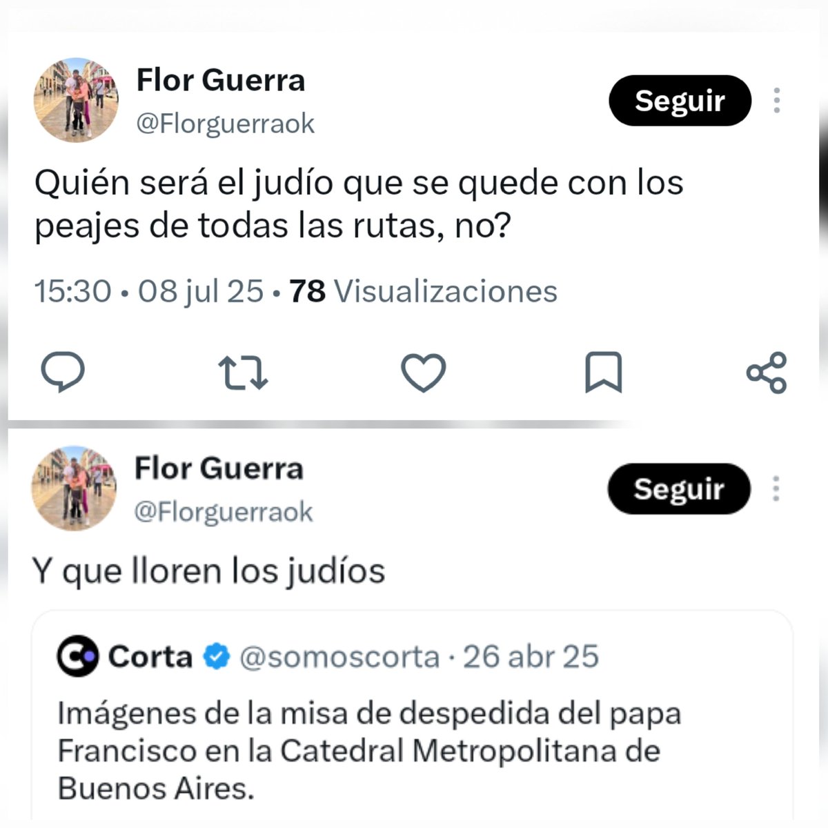 danilerer's tweet photo. ABERRANTES EXPRESIONES ANTISEMITAS de la jugadora argentina de Padel Florencia Guerra Sodero

El deporte debe unir, pero esta sinvergüenza solo sabe lo que es odio y la envidia.

MI ABSOLUTO REPUDIO A ESTA EMBAJADORA DEL ANTISEMITISMO. https://t.co/MKbZ9KlG2P