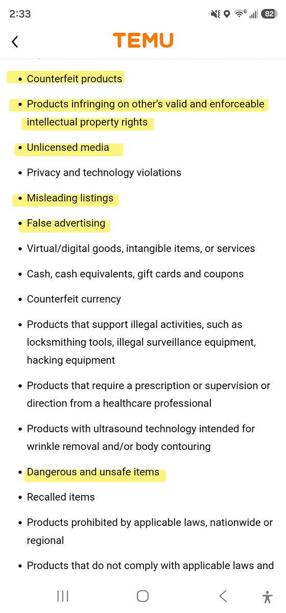 RealAzureShady's tweet photo. Oh my God, the ABSOLUTE FUCKING IRONY of @shoptemu putting this in their disallowed products list when this is 80% of their storefront inventory is hilarious. Literally every temu as is misleading and false advertising! https://t.co/XGH2waB4vO