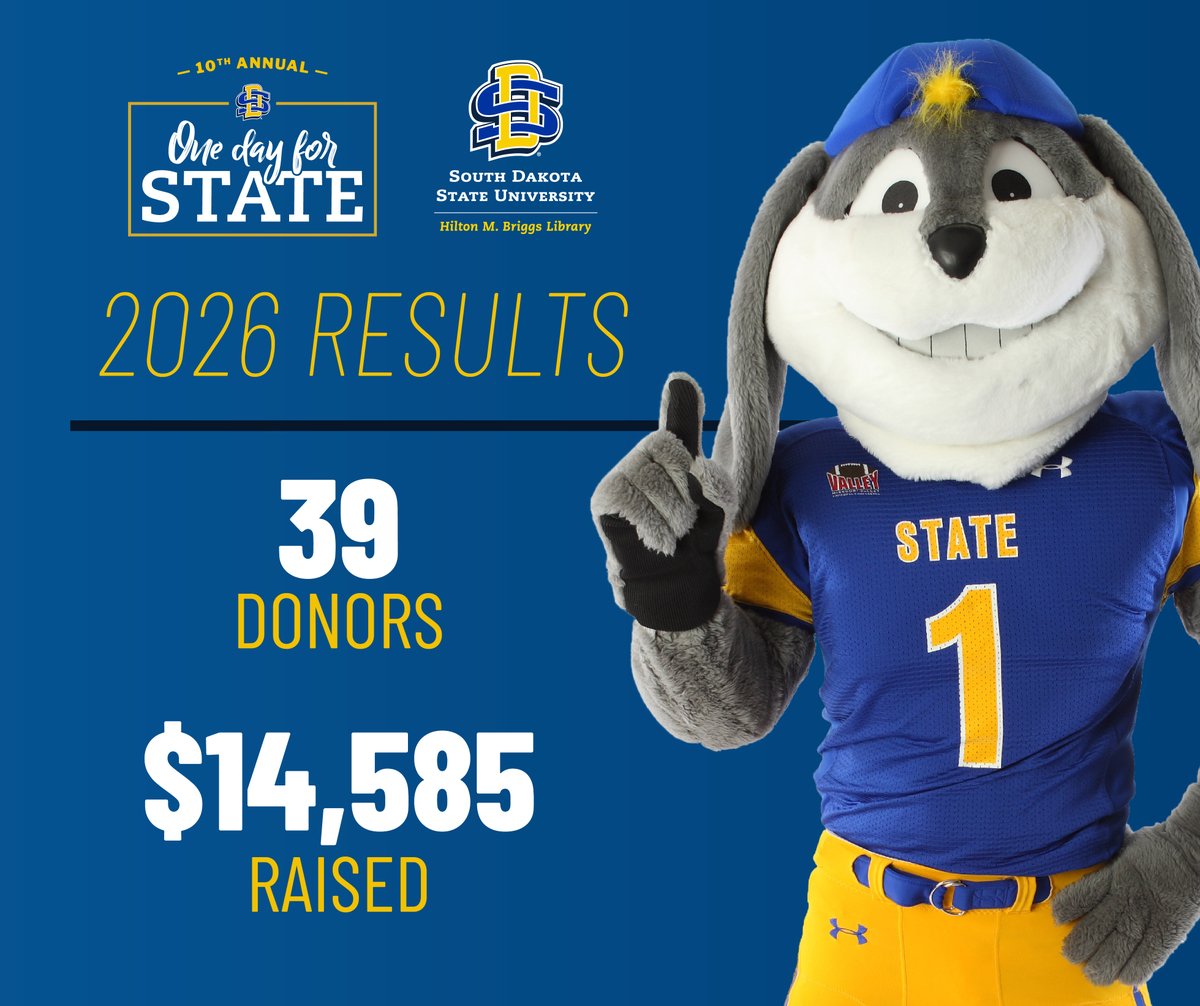 sdstatebriggs's tweet photo. THANK YOU to everyone who supported Briggs Library during One Day for STATE! We sincerely appreciate your generosity! 💙💛💙 #BriggsLibrary #OneDayforSTATE #generousdonors https://t.co/1rZGHhzDwy