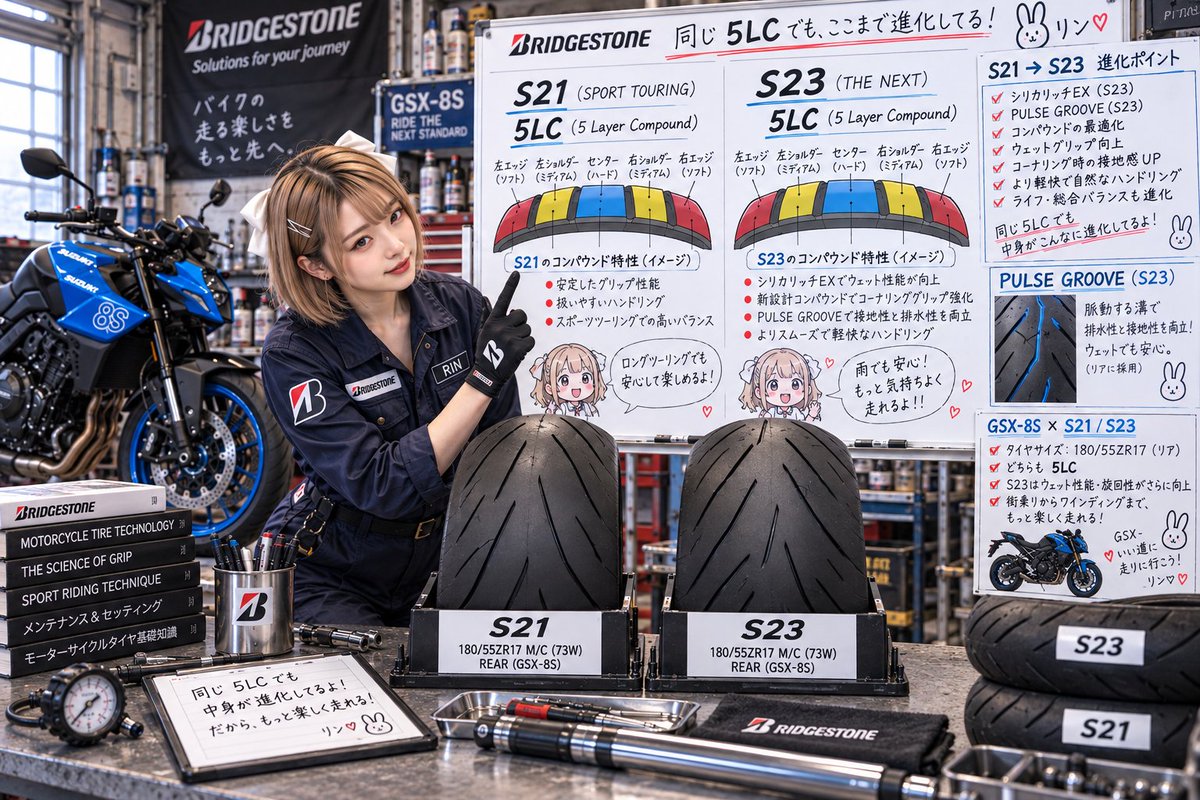 chaone1022's tweet photo. GSX-8Sサイズの後ろに関して同じ5LCなら安いほうのS21でいいじゃん。と、簡単な話ではないみたい https://t.co/QLJmDsV7yi