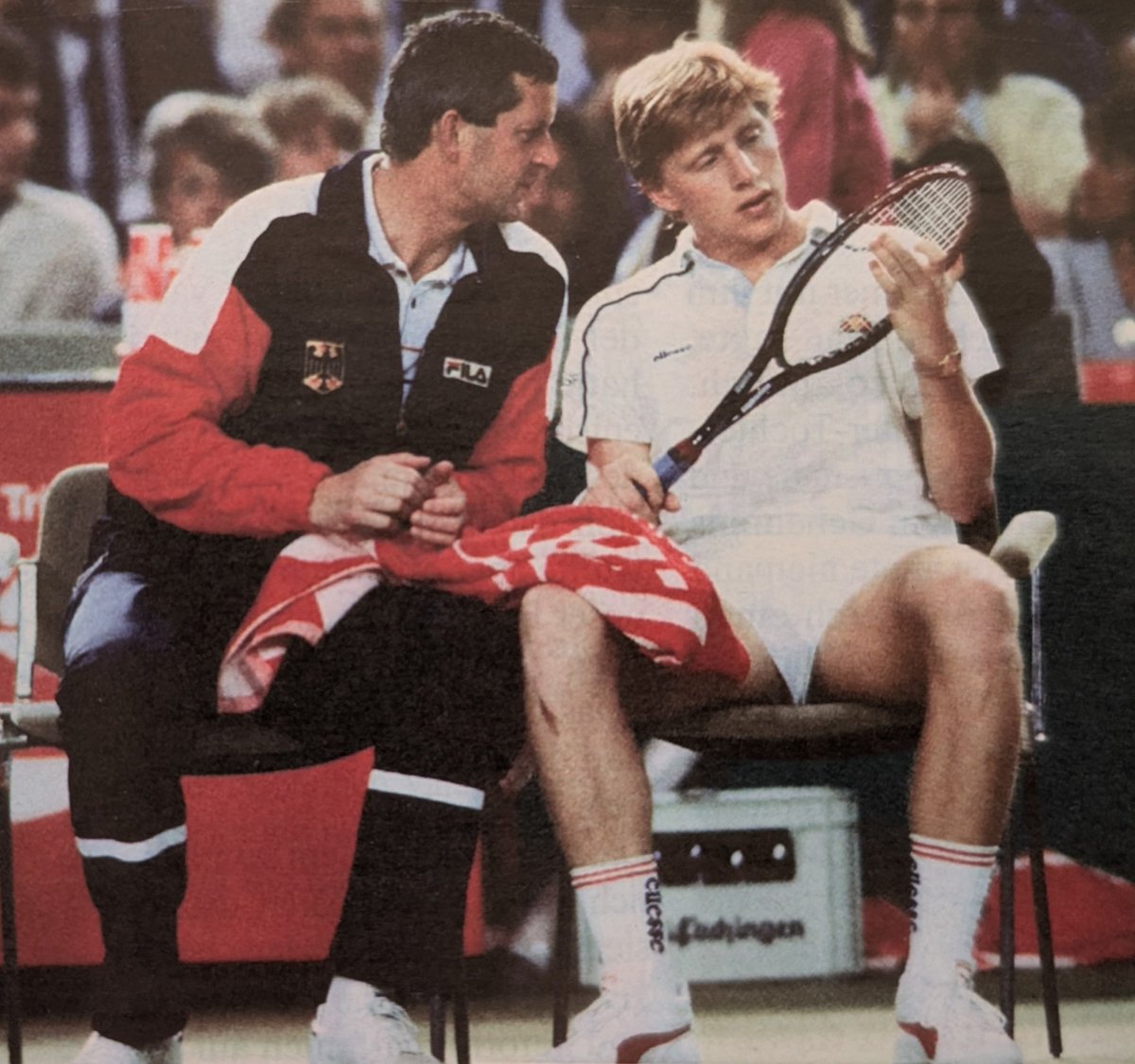 Rebel731's tweet photo. Der Preußische Grenadier Wilhelm Bungert und der Rote Baron @TheBorisBecker : Good old #DavisCup Days ! https://t.co/Vbe5kBnEfL