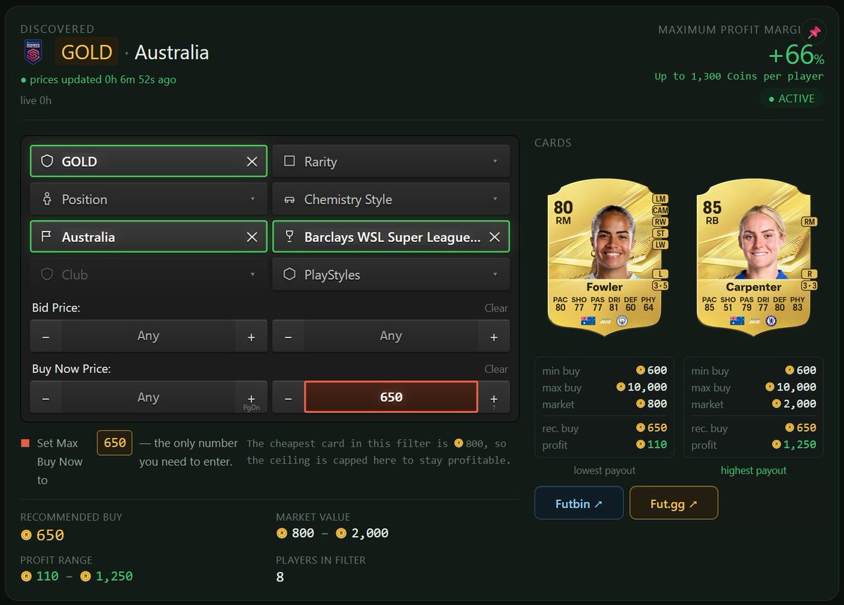 EAFCBOTS's tweet photo. EA FC27 Daily Profitable Snipe Filter by https://t.co/9G3PtcHuJK
#eafc27 #autobuyer #snipefilter #autosnipe https://t.co/NMLYycNiX4