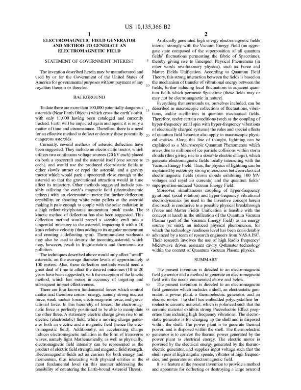What ever happened to the five UFO-related patents that Dr. Salvatore Pais applied for on behalf of the US Navy? So far, none have come to the commercial market. Why?
Is anyone blocking their commercial development and how are they doing so?
According to my research, these
