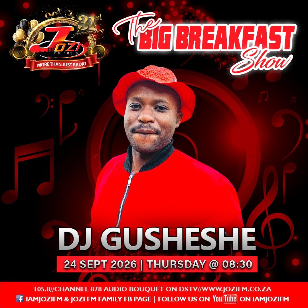 DjGusheshe's tweet photo. Jozi Fm Tomorrow On The Big Breakfast Show 08:30am https://t.co/Qgw6wq4pb2