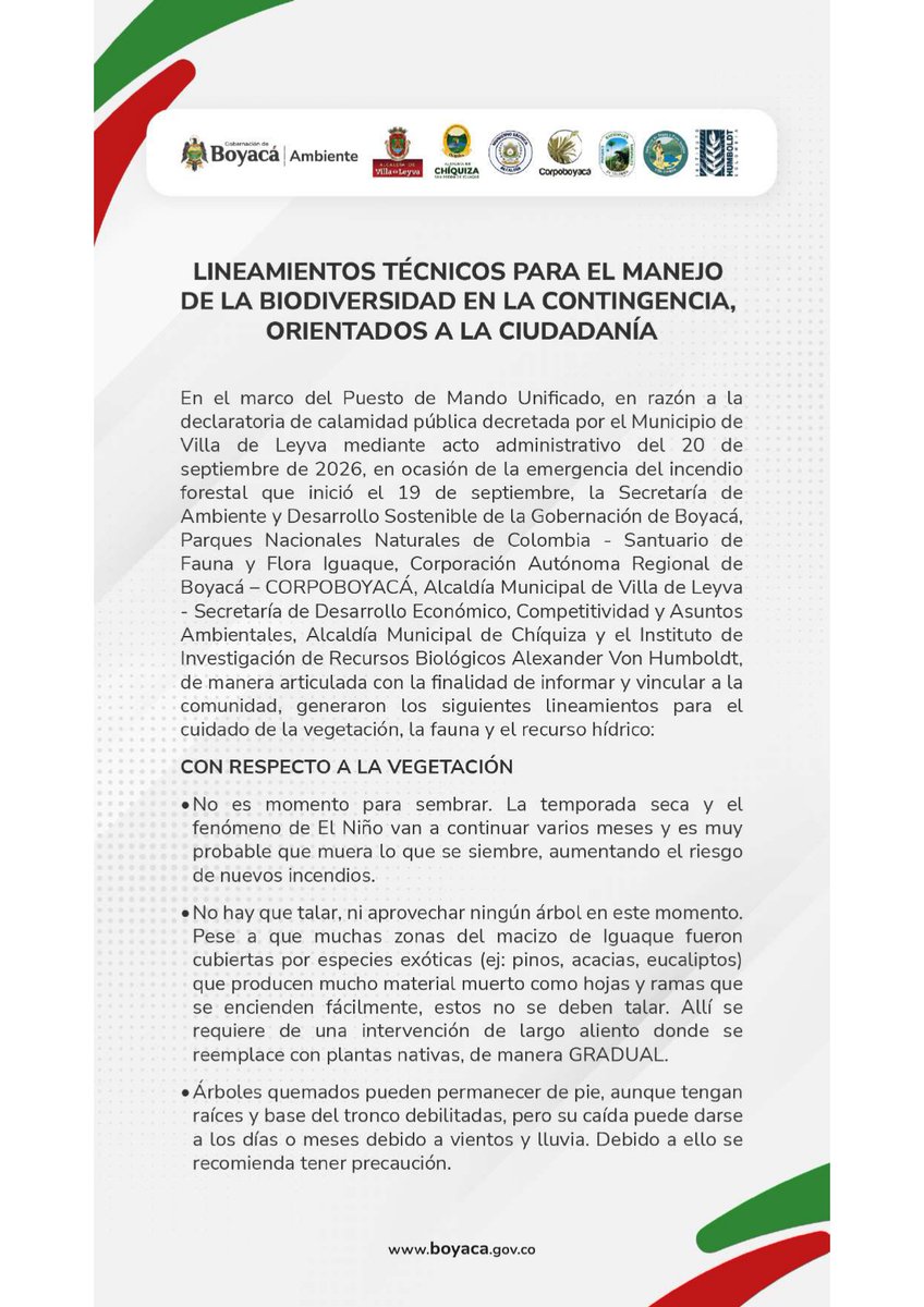 inst_humboldt's tweet photo. #Comunicado | Con la @SecAmbienteBoy y autoridades ambientales, construimos los lineamientos para el manejo de la biodiversidad frente a incendios forestales en Villa de Leyva, el Santuario de Iguaque, Sáchica y Chíquiza en Boyacá.

#JuntosPorLaBiodiversidad https://t.co/RxSN6gcTzZ