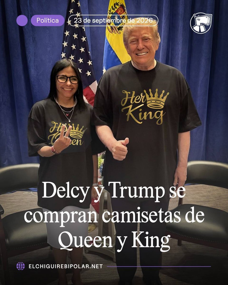 ChiguireBipolar's tweet photo. Delcy y Trump se compran camisetas de Queen y King https://t.co/upEGQNcM4G https://t.co/67TZL7RhU0