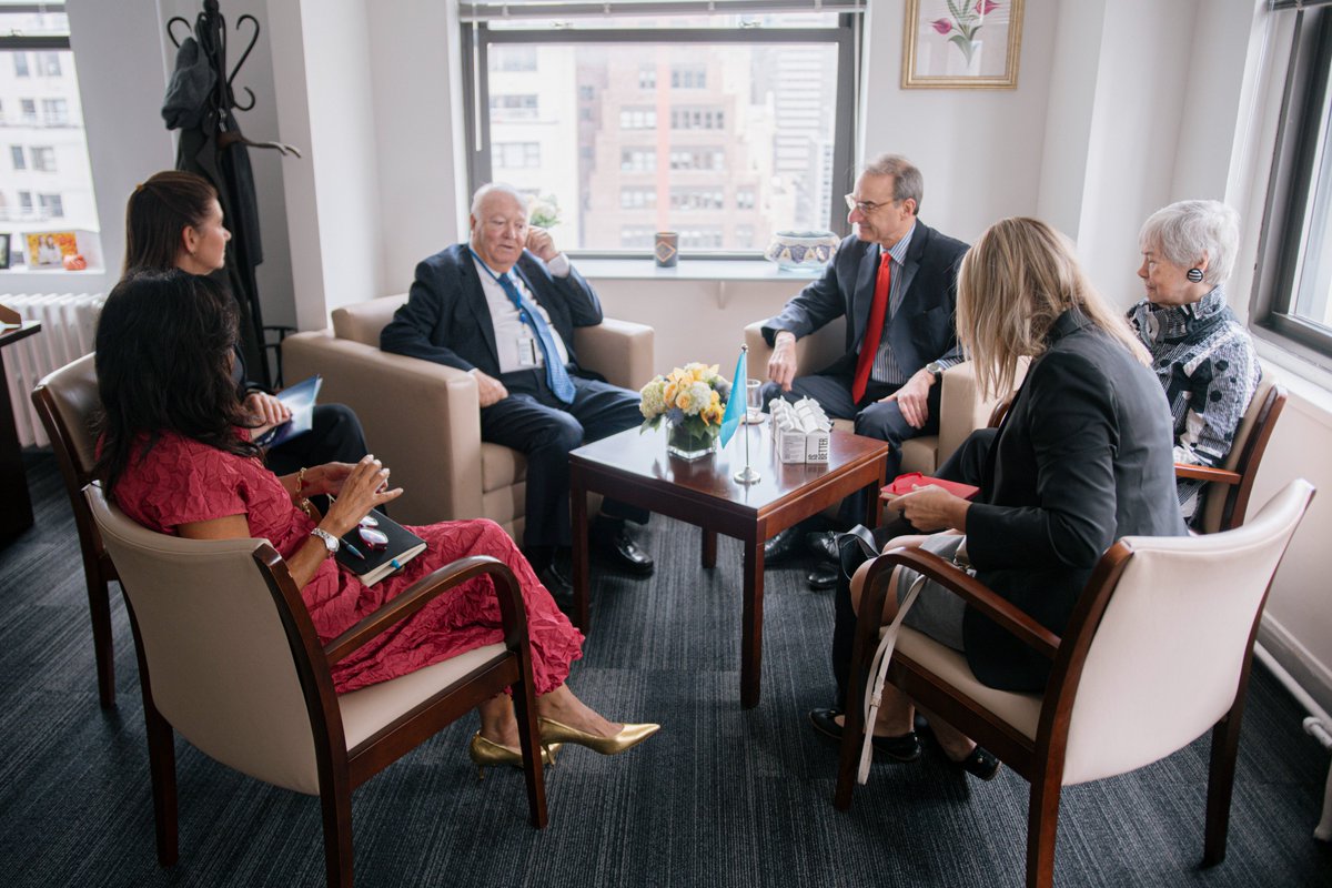 UNAOC's tweet photo. USG @MiguelMoratinos received an @AJCGlobal delegation led by Jason Isaacson, Chief Policy and Political Affairs. They discussed the UN Action Plan to Enhance Monitoring &amp; Response to Antisemitism developed by UNAOC, &amp; intensifying efforts to combat antisemitism. https://t.co/YoEWDWmxQh