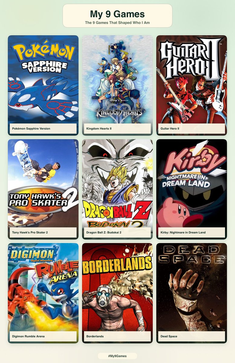 kidigami's tweet photo. nine (9) games that shaped who i am 🙂‍↕️ https://t.co/XZRgq3rKxP
