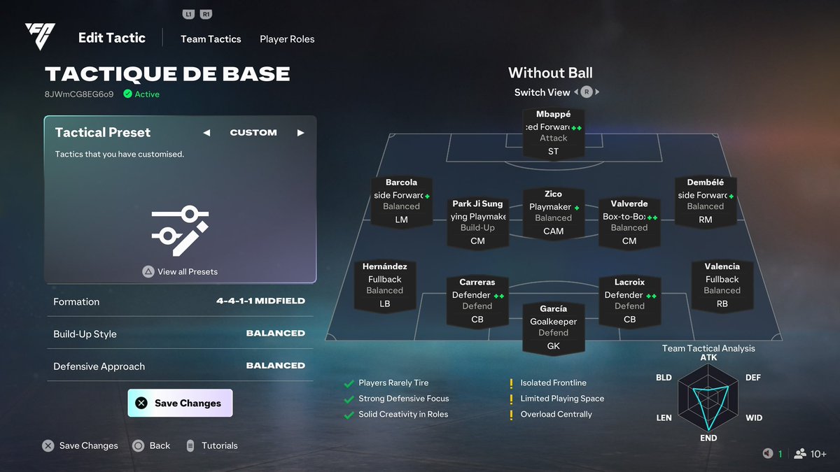 Coach_Venny's tweet photo. The most used tactics used by pros in FC 27 so far…

A few days of FC pro ladder has passed and these are the most commonly used by the top pros.

4411,442,4213, Narrow, 433(2), It seems this year there’s a lot variation.

Here's a few Pro tactics shared below:
@MarcMarleyyy 442: 85WGFA8CGYw9
@LucasLekhal 4411: 8JWmCG8EG6o9
@ilianbouchi_ 4411: 5#TjA95@D1$6
@TomStokesFC 4312: io6sTGzose?C