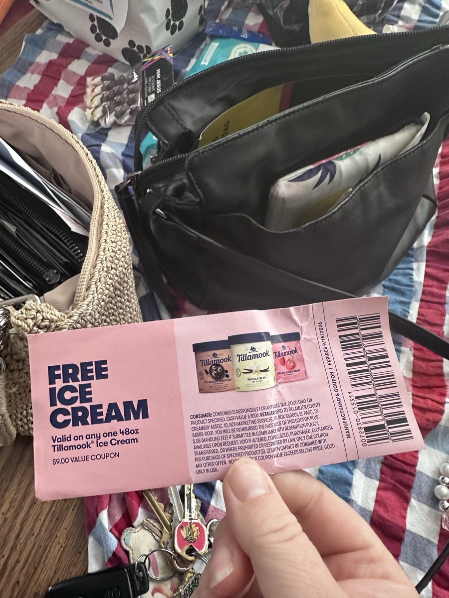 ILonaB1980's tweet photo. @TillamookDairy I must have switched purses and forgot about this coupon that expired 9/15. Is there anyway to get a replacement? I love your ice cream….so I am sad about this. 😢 https://t.co/eGzWPR4WHF