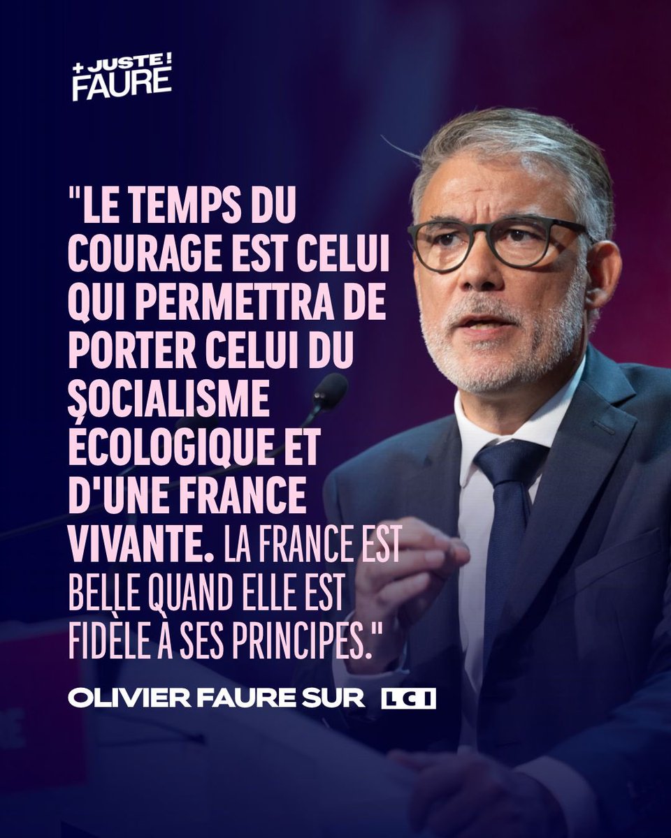 avecfaure2027's tweet photo. « Le temps du courage est celui qui permettra de porter le socialisme écologique et une France vivante. La France est belle quand elle est fidèle à ses principes. »

@faureolivier sur @LCI 

#AvecFaure2027
#FaceAuxFrancais https://t.co/6TzZf3OLZC