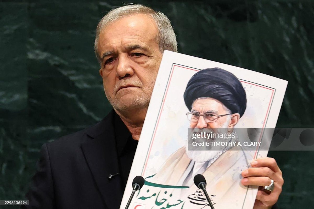 SinaToossi's tweet photo. Pezeshkian’s UNGA message: Iran concluded from the war that “we need power” to deter attack, but remains open to diplomacy. On nuclear policy: “neither nuclear weapons, nor deprivation of nuclear knowledge.” On Hormuz: others can’t enjoy free passage while sanctions deny Iran the same. “We are ready for dialogue,” but not “the language of force."