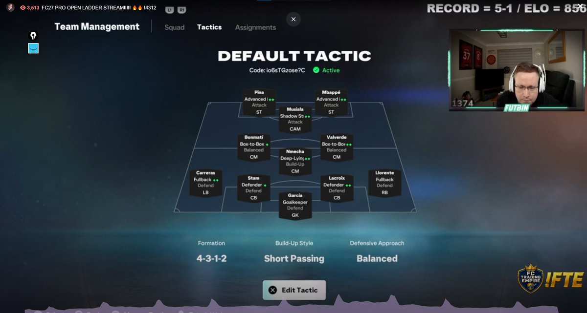 Coach_Venny's tweet photo. The most used tactics used by pros in FC 27 so far…

A few days of FC pro ladder has passed and these are the most commonly used by the top pros.

4411,442,4213, Narrow, 433(2), It seems this year there’s a lot variation.

Here's a few Pro tactics shared below:
@MarcMarleyyy 442: 85WGFA8CGYw9
@LucasLekhal 4411: 8JWmCG8EG6o9
@ilianbouchi_ 4411: 5#TjA95@D1$6
@TomStokesFC 4312: io6sTGzose?C