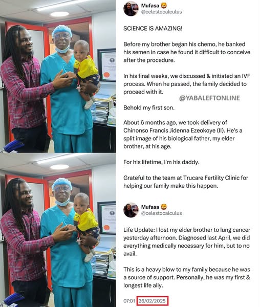 yabaleftonline's tweet photo. "Science is amazing" - Nigerian man says as his late brother's s€men is used to conceive a baby through IVF. https://t.co/pEI44zMmUz