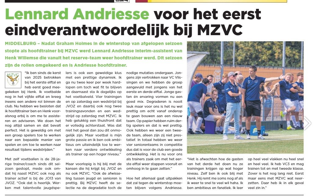 zeelandodfiets's tweet photo. Sportvaria: artikel in Voetbal Journaal september: Zoon Lennard hoofdtrainer bij VV MZVC in Middelburg. https://t.co/7Zy2Unu3Hs