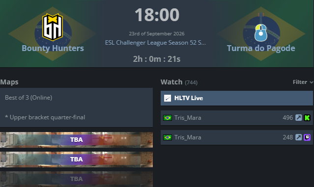 mara_tris's tweet photo. Hoje tem ESL Challenger SA 🇧🇷

⏰ 18h | @bhbountyhunters 🆚 #TurmaDoPagode

Multitransmissão ⤵️ [link nos comentários] https://t.co/FB86RGTtDy