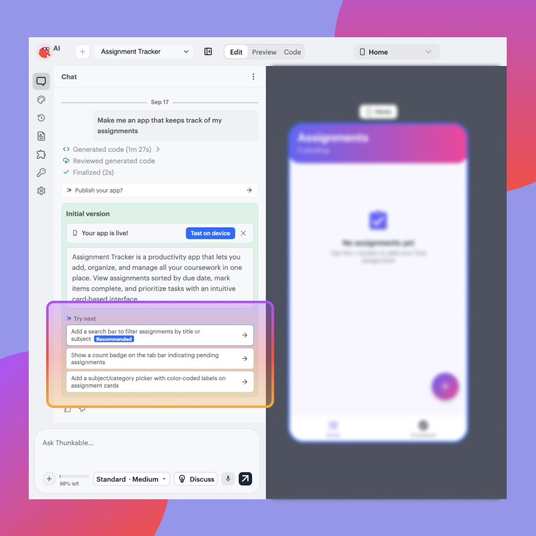 thunkable's tweet photo. Your first version probably won't be your best version.

But we know that. That's why we help you build it, test it, change it, and see where the idea takes you. https://t.co/kPm8KCzugo