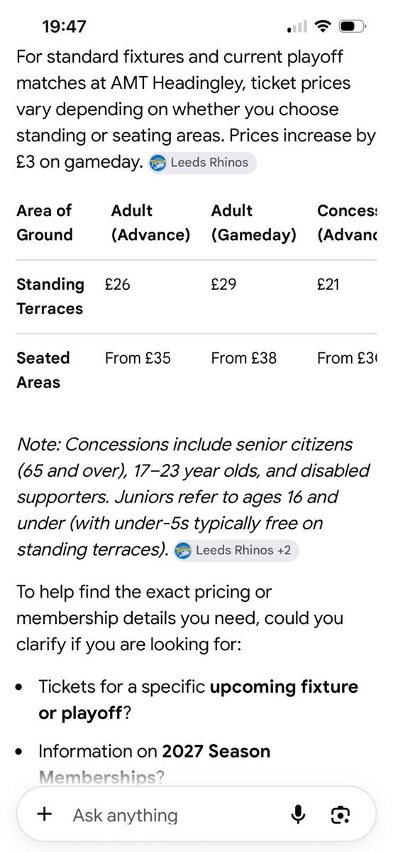 ChrisWaterworth's tweet photo. Mad to think that it’ll be cheaper than Wire, Leeds and Saints next season IF you’re a season ticket holder of your own club. Oh and you get a seat at Leigh? Context is everything ain’t it? https://t.co/4zBfwmR76w