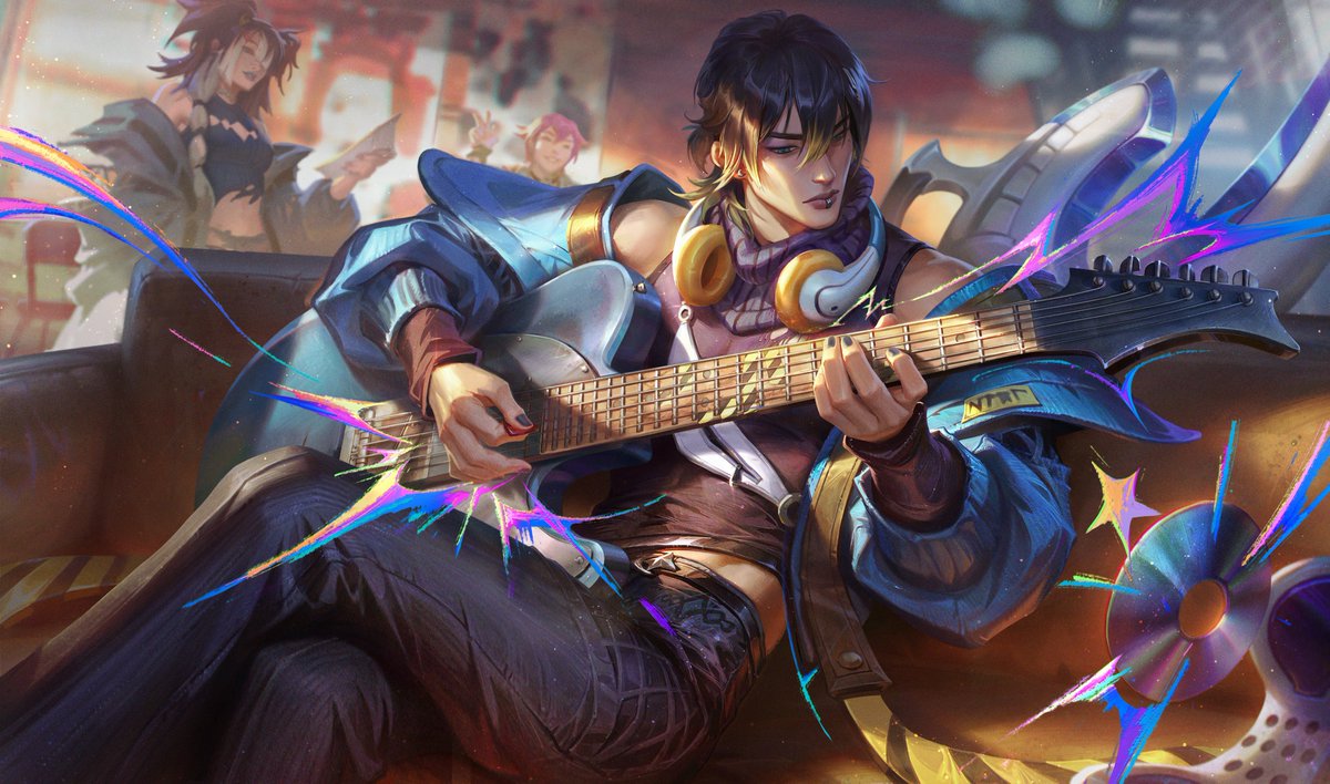 Spideraxe30's tweet photo. HEARTSTEEL Live My Life Aphelios: Vibe Pop Magazine: What's your favorite food?

Alune: Phel loves all food.
Sett: Look at him. He's chowin' down as we speak.
Aphelios nods, mouth full of tteokbokki.
Alune: His brain stops working when he's hungry.
Aphelios: …Doesn't everyone's?
Alune: Yeah, but you're our composer. We don't need Sett's brain.
Sett: Exactly. Wait, what?