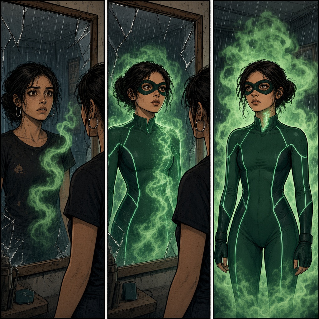 FARTGIRL1D's tweet photo. Fart Girl Comic - Page 8 π
Mirror in my studio.
Same face. Same cheap earrings.
When I get angry at the crack in the glass, a thread of green leaves my mouth and sits in the air like a secret that does not know how to whisper yet.
#FartGirl #ProjectChloris #A01 https://t.co/bGXD3SmVsX