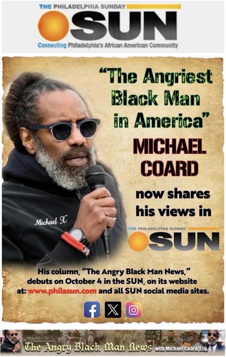 MichaelCoard's tweet photo. One of Two- BREAKING NEWS- Michael Coard, Esquire and The Philadelphia Sunday Sun! https://t.co/i1GslW0urv