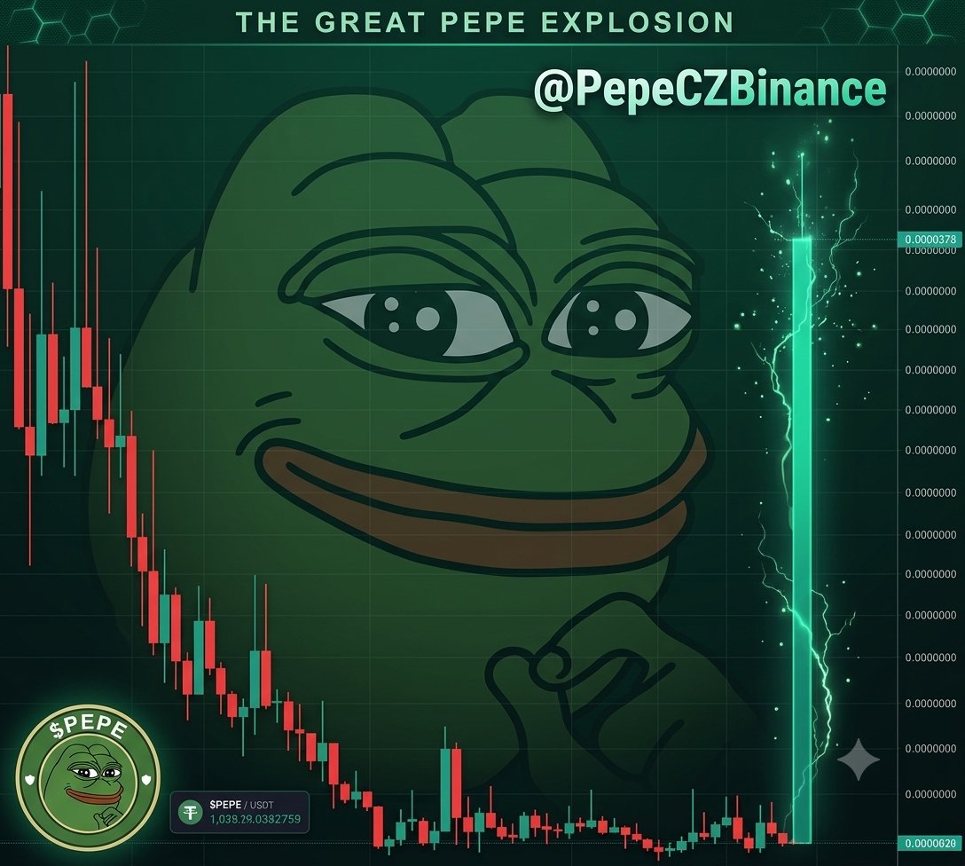 PepeCZBinance's tweet photo. The road to a $100B market cap is programmed. $PEPE taking over by 2027. Don't fade the frog! 🐸🚀🔥 #PEPE #Crypto https://t.co/AT3hg0LdHf