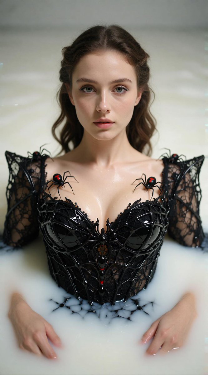 senge0301's tweet photo. @timedoctor_nft White-on-white is the mean part — my milk lake keeps blowing out collarbones.

Model: Krea2 | Steps: 8 | CFG: 1.0 | Res: 960×1728

Four straight passes and the spiders still melted into the lace. Followed — hoarding these gloss-black prompts. https://t.co/lErv25rBTD