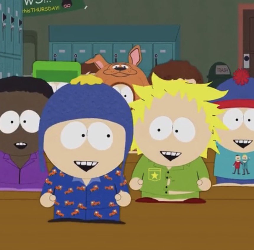Sky_blleu's tweet photo. I love how Tweek went from relying on Craig for emotional support to realizing Craig has his own struggles too after Buddha Box.
We see it in Pajama Day: Craig’s class gets punished &amp; Tweek’s there supporting him even tho his class wasn’t affected.🥲 https://t.co/kD3fPvaxry