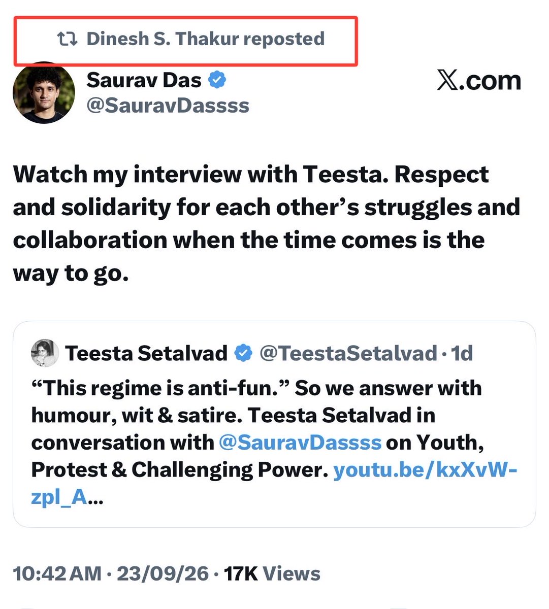 VijayGajeraO's tweet photo. Thakur family founded Fraud Saurav with Ford Foundation funded Teesta Setalvad. https://t.co/qSlCy13SuL