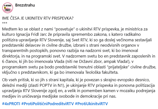 BrezStrahu's tweet photo. #4xPROTI #ProtiPolitičniPodreditviRTV #ProtiUkinitviRTV https://t.co/biY9AfHaMd