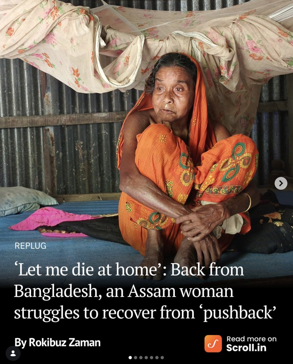 kafkasbluebug's tweet photo. this @scroll_in story is absolutely heartbreaking. BJP is killing the soul of the people of this country

“I have lived my entire life here; I have not even seen any other country. How could they send me to Bangladesh?”

Begum was ‘pushed’ into Bangladesh by Indian authorities at gunpoint in the dead of the night amid a renewed crackdown on undocumented migrants. On 23rd September, Begum died in her native village.